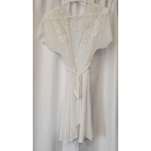Linea Donatella Short Wrap Lace Polyester Bridal Robe White Size Small/Medium